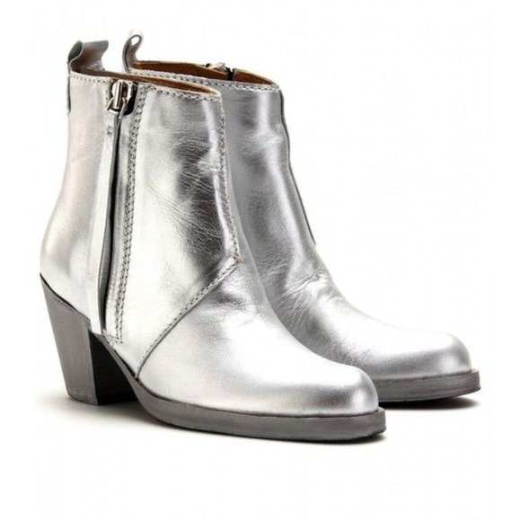 Acne Studios Pistol Boot Short silver leather 37 - Picture 1 of 11